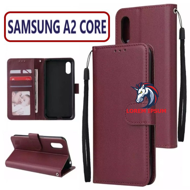 LEATHER CASING SAMSUNG A2 CORE CASE KULIT FLIP WALLET LEATHER KULIT PREMIUM SARUNG BUKA TUTUP KESING