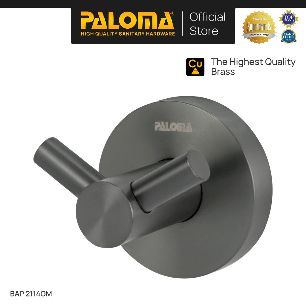 PALOMA BAP 2114GM Kapstok Gantungan Baju Handuk Rak Hanger Mandi 2 Kait Wall Dinding Brass Kuningan 