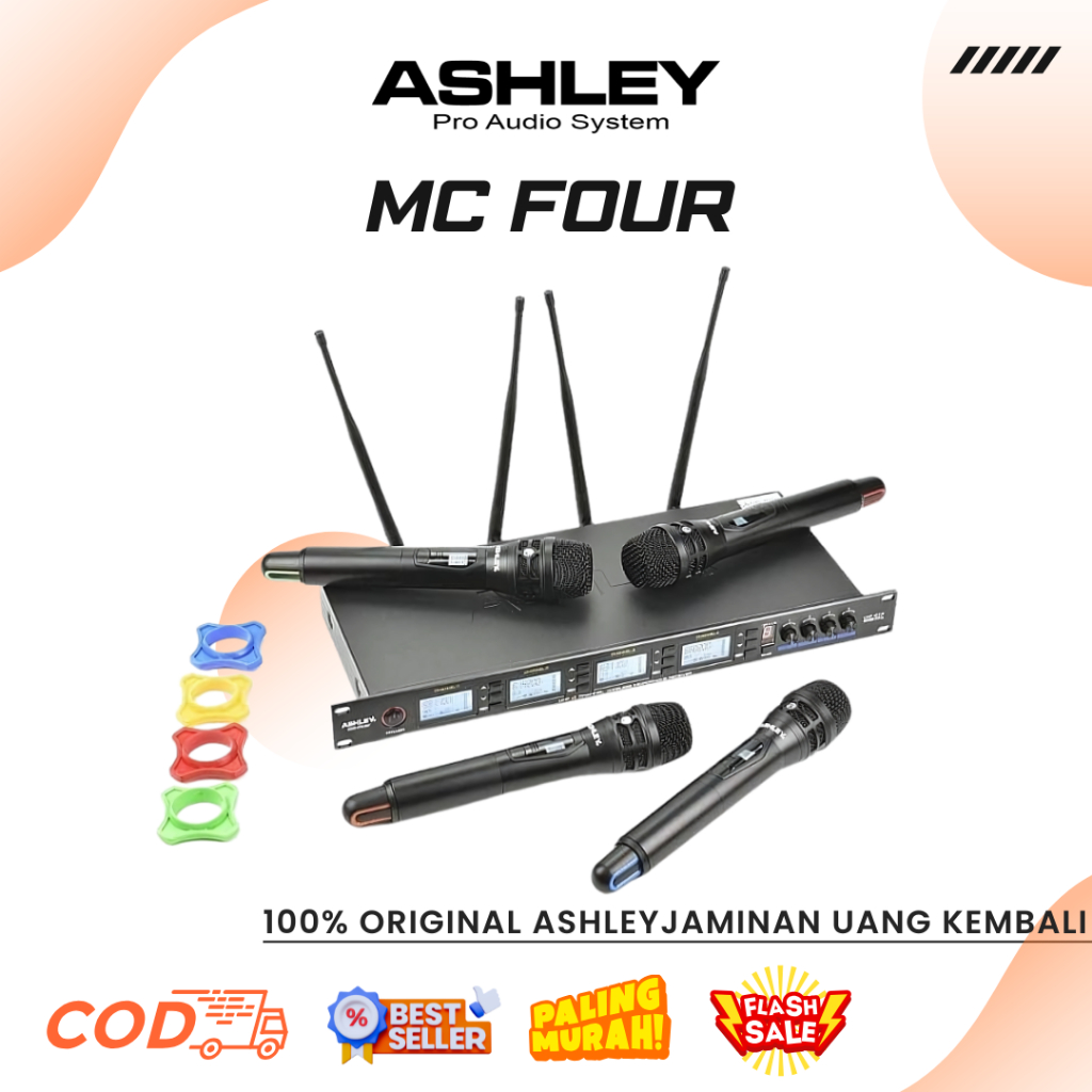 Mic Wireless Ashley MC Four 4 Channel Professional Wireless Microphone