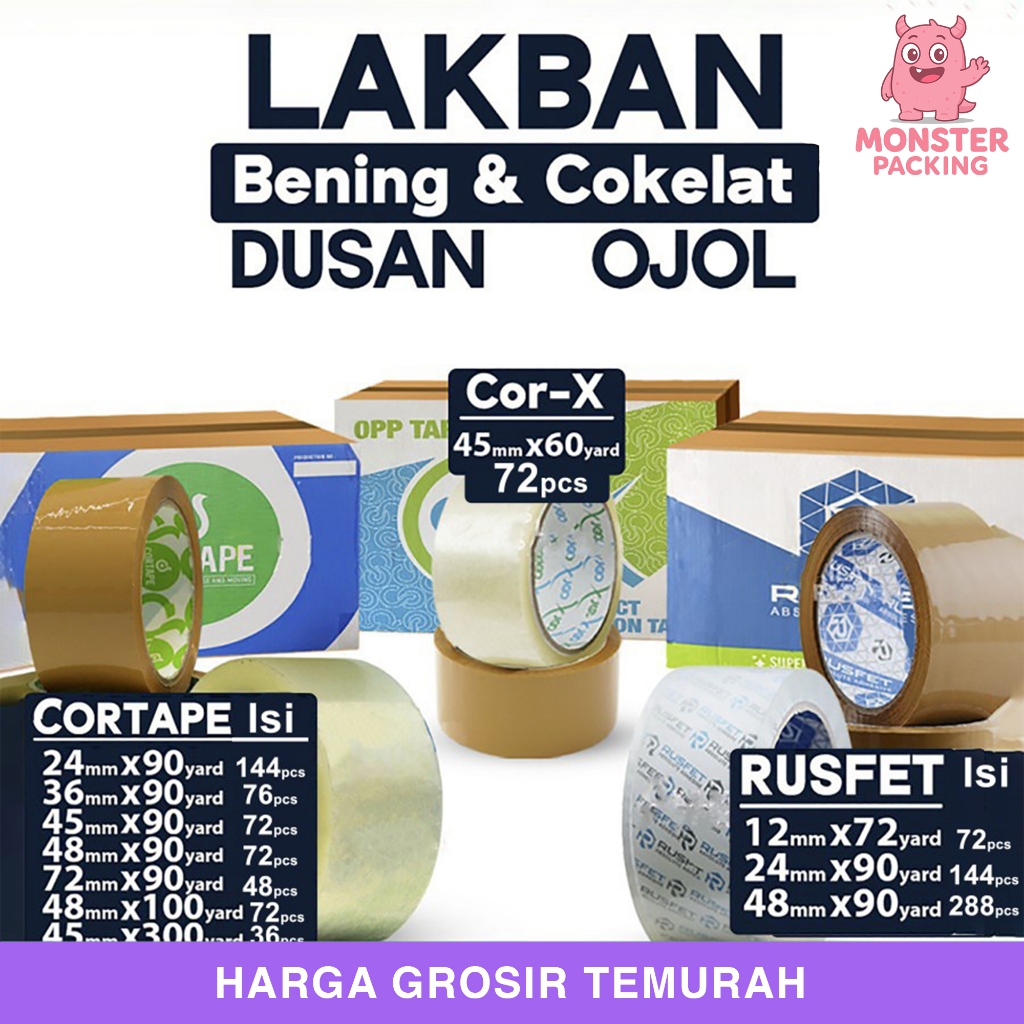 

Lakban Cokelat Solatip Bening Isolasi Tape Plakban OPP Tape Dus Ojol