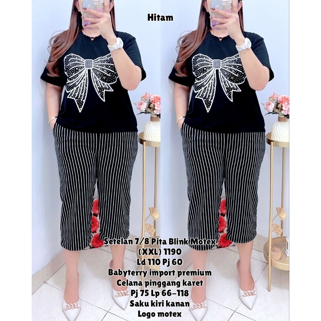 Setelan 7/8 Kulot V Salur Bordir Kaos Tebal Babytery Hls