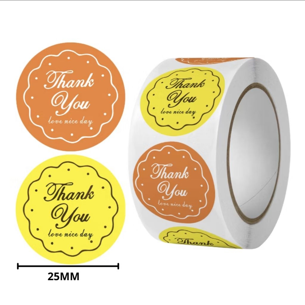 

Stiker Label Thank You /Stiker Roll 500pcs ukuran 2,5cm
