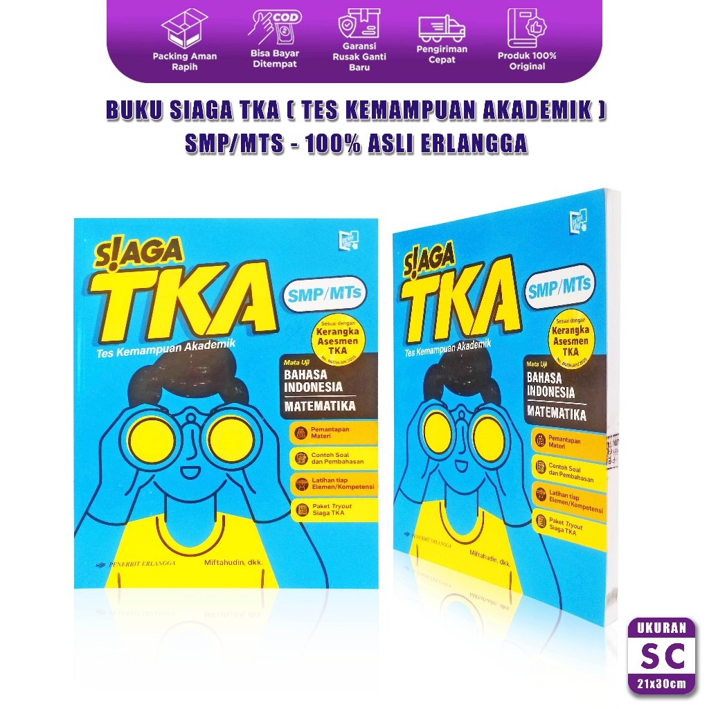 Buku Siaga TKA SMP 2025/2026 Lengkap Erlangga Tes Kemampuan Akademik Bahasa Indonesia Matematika
