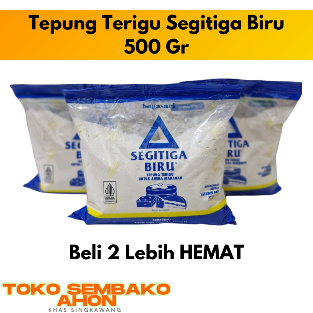 

Tepung Terigu Segitiga Biru Ecopack Bogasari 500 gr | Tepung Segitiga Biru 500gr | Tepung Terigu Premium Bogasari Ecopack