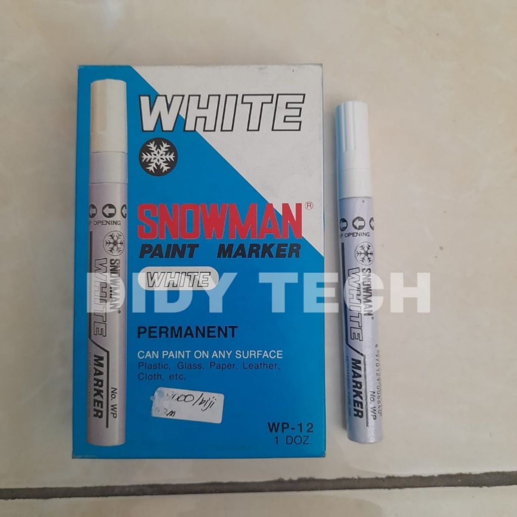 

Spidol Permanent Paint Marker Snowman WP-12 berwarna putih.