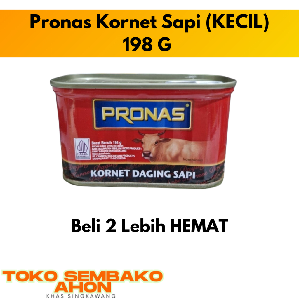 Suksesmoro_ Pronas Kornet Sapi 198 G (Kecil) / Kornet Pronas Daging Sapi / Daging Kornet Kaleng