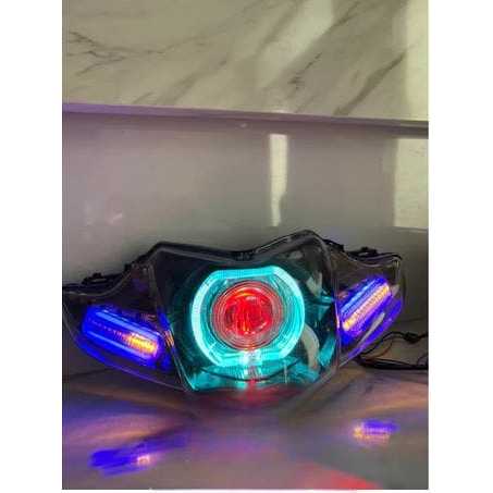 REFLEKTOR LAMPU DEPAN BILED MOTOR REVO ABSOLUTE + SEN RUNNING TERANG PUTIH CRYSTAL LED SUPER AWET TA