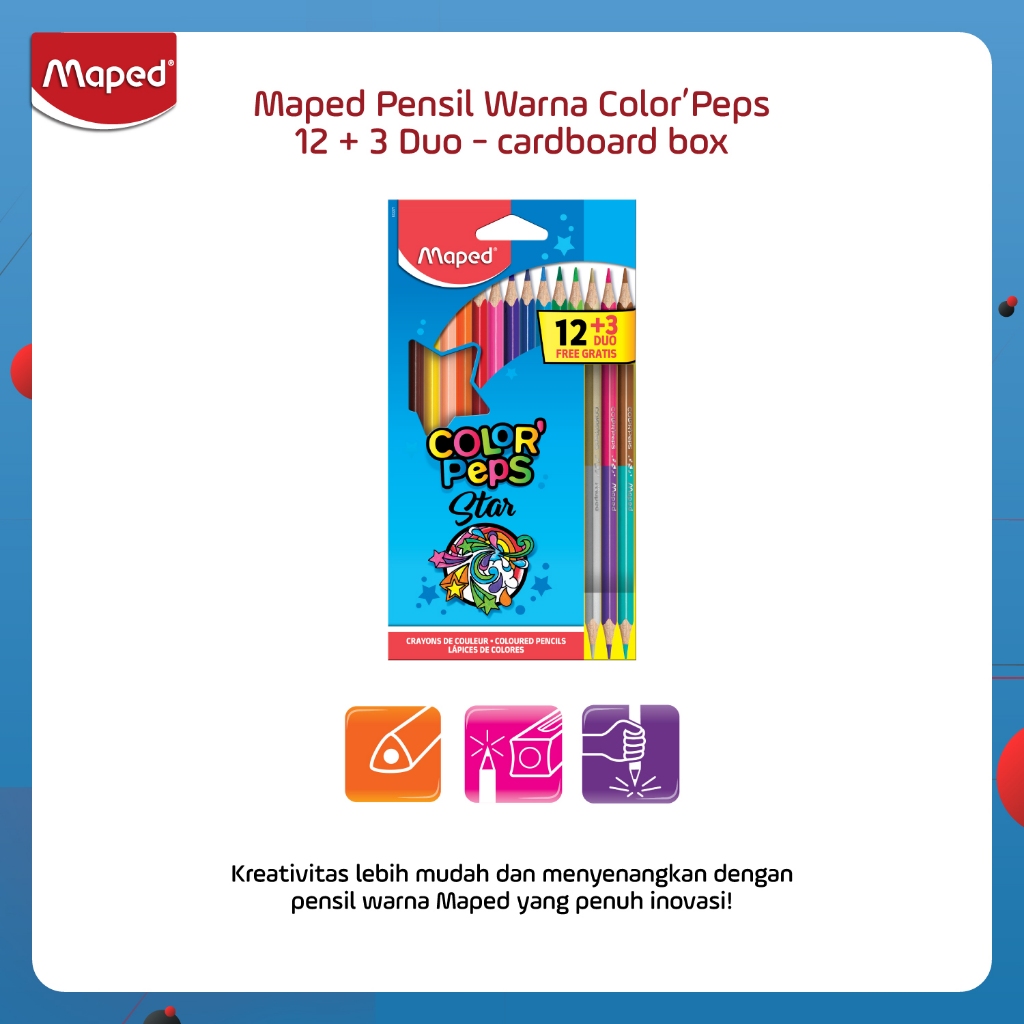 

Maped Pensil Warna Color Peps 12 + 3 Duo - cardboard box