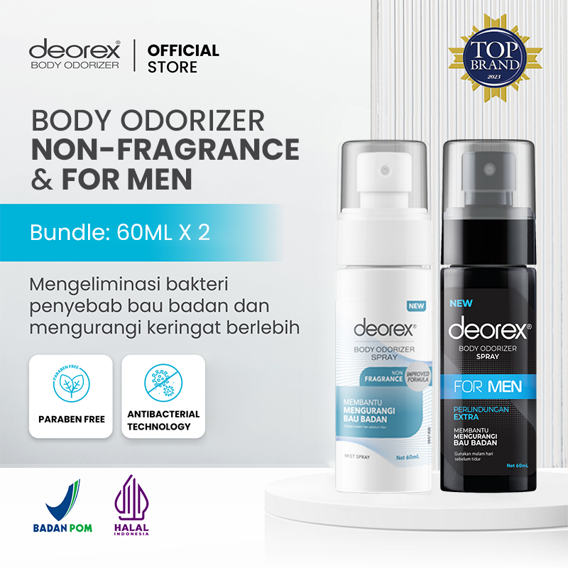 [Bundling 2pcs Everyday Men] Deorex Body Odorizer Non Fragrance dan For Men Spray 60ml Pengganti Deo