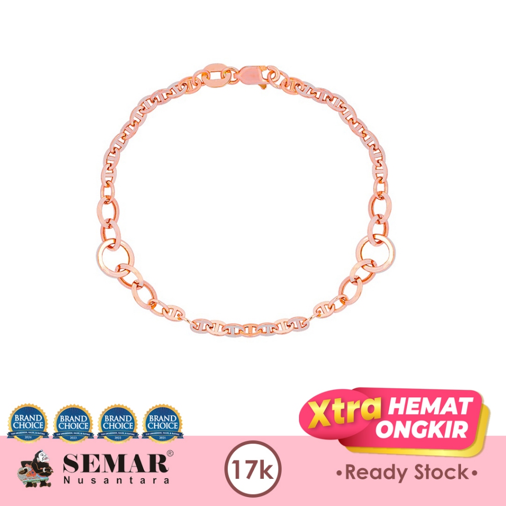 Gelang Emas Neo Fancy Chain Bracelet Rose Gold 17K Semar Nusantara