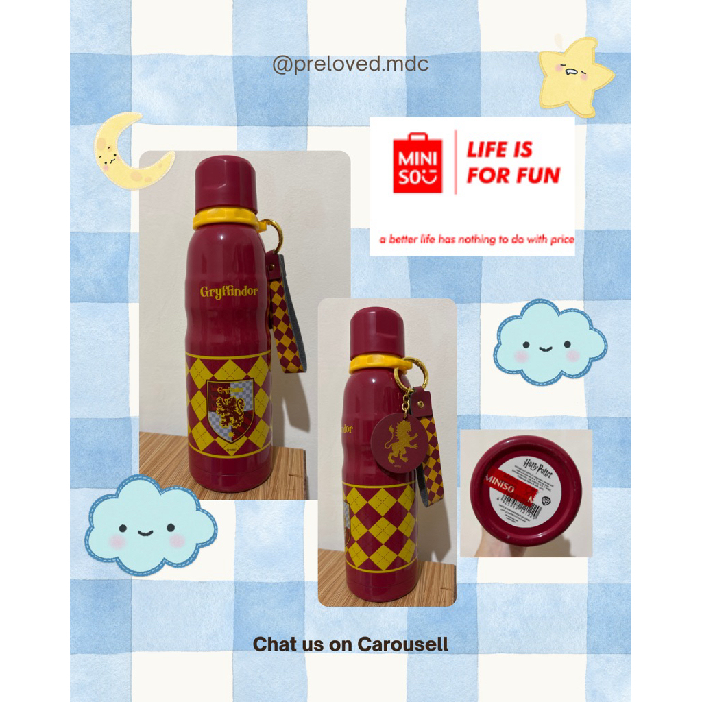 MinisoXHarryPotter Gryffindor Red Insulated Water Bottle Stainless Steel