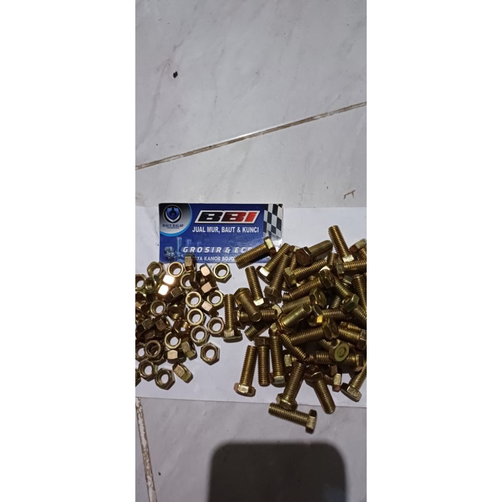 baut mur 8x25/baut 12 panjang 2,5cm isi 50pcs