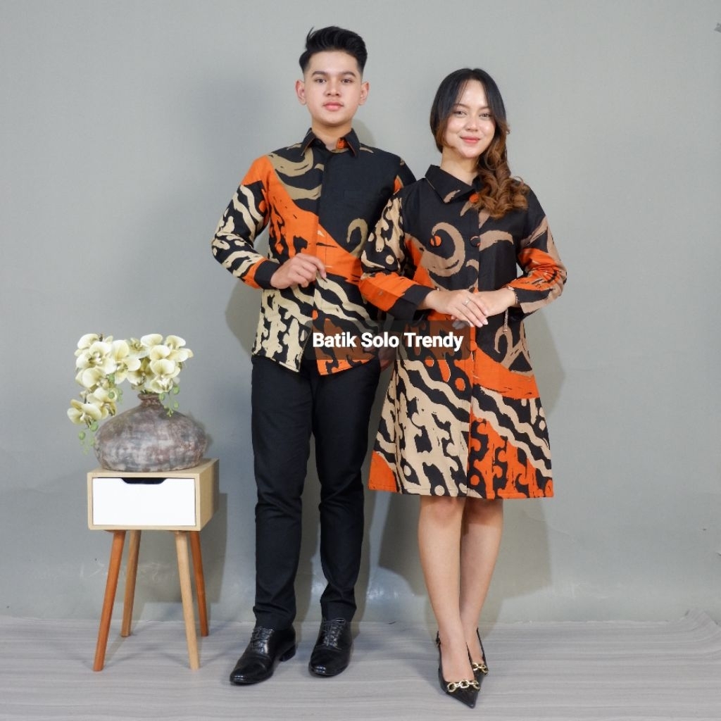 Batik Solo Trendy - Batik Couple 121 Dengan Model Terbaru / Tunik Batik Lapis furing kain halus / Ba