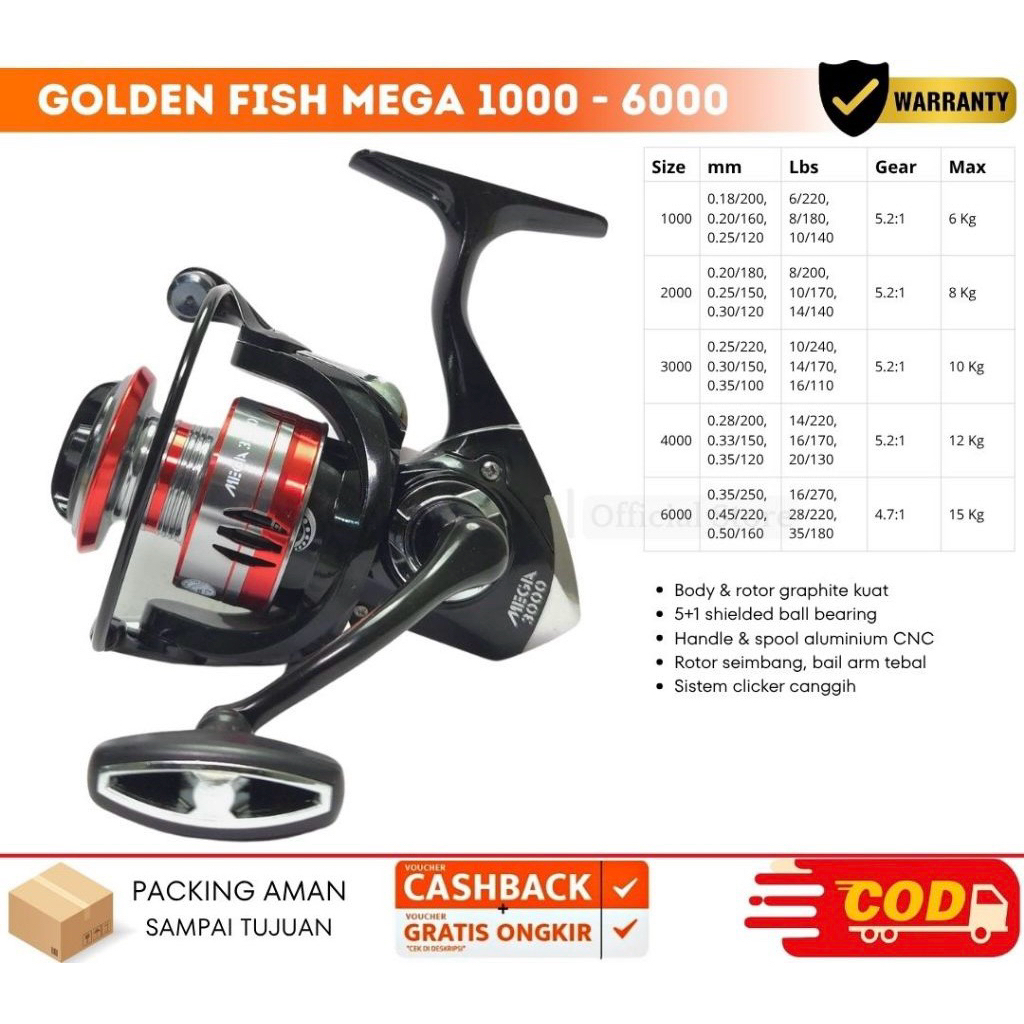 REEL GOLDEN FISH MEGA 1000 - 6000