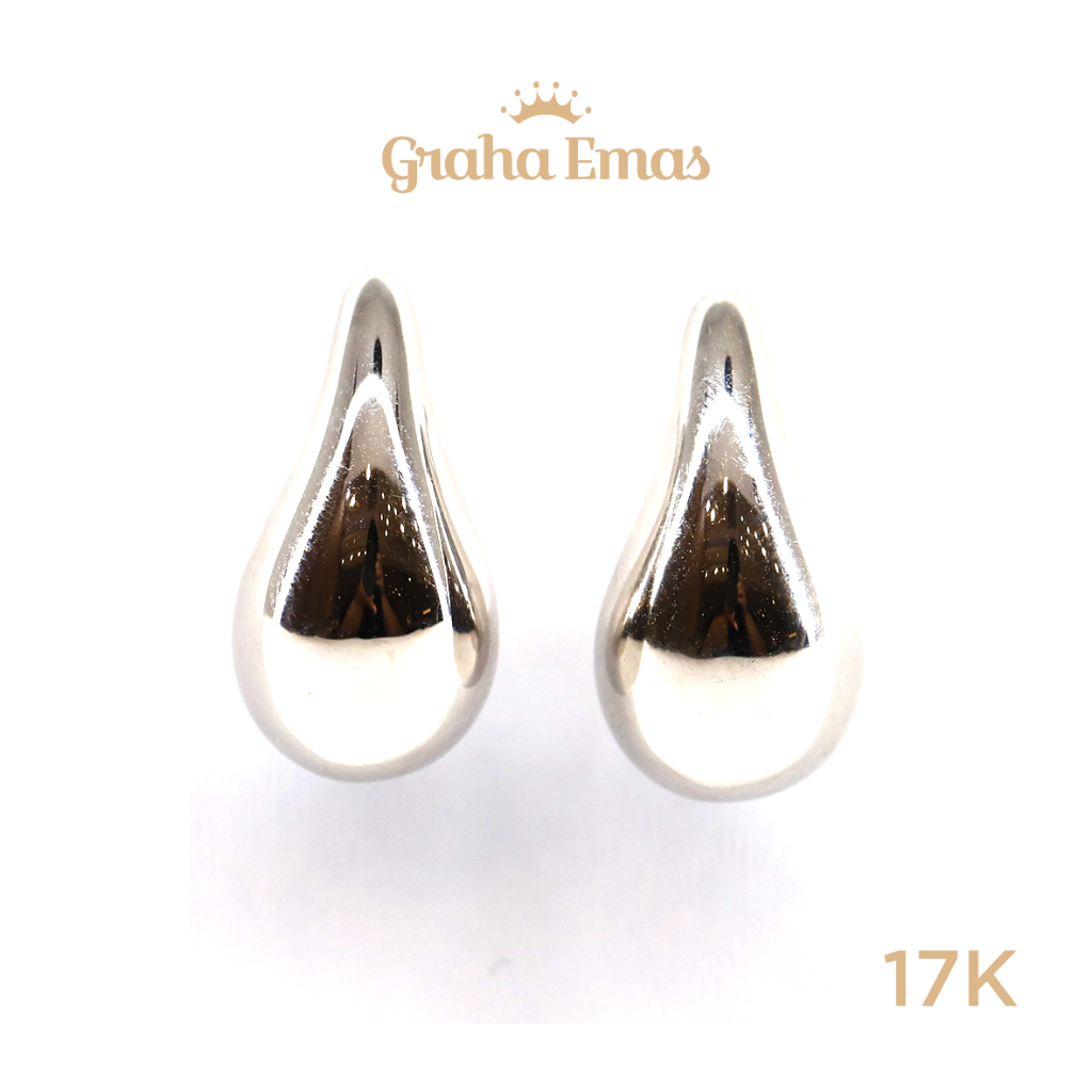 Graha Emas Anting Emas Putih Bentuk 17K - White Gold Model Earring 17 Carat M1285