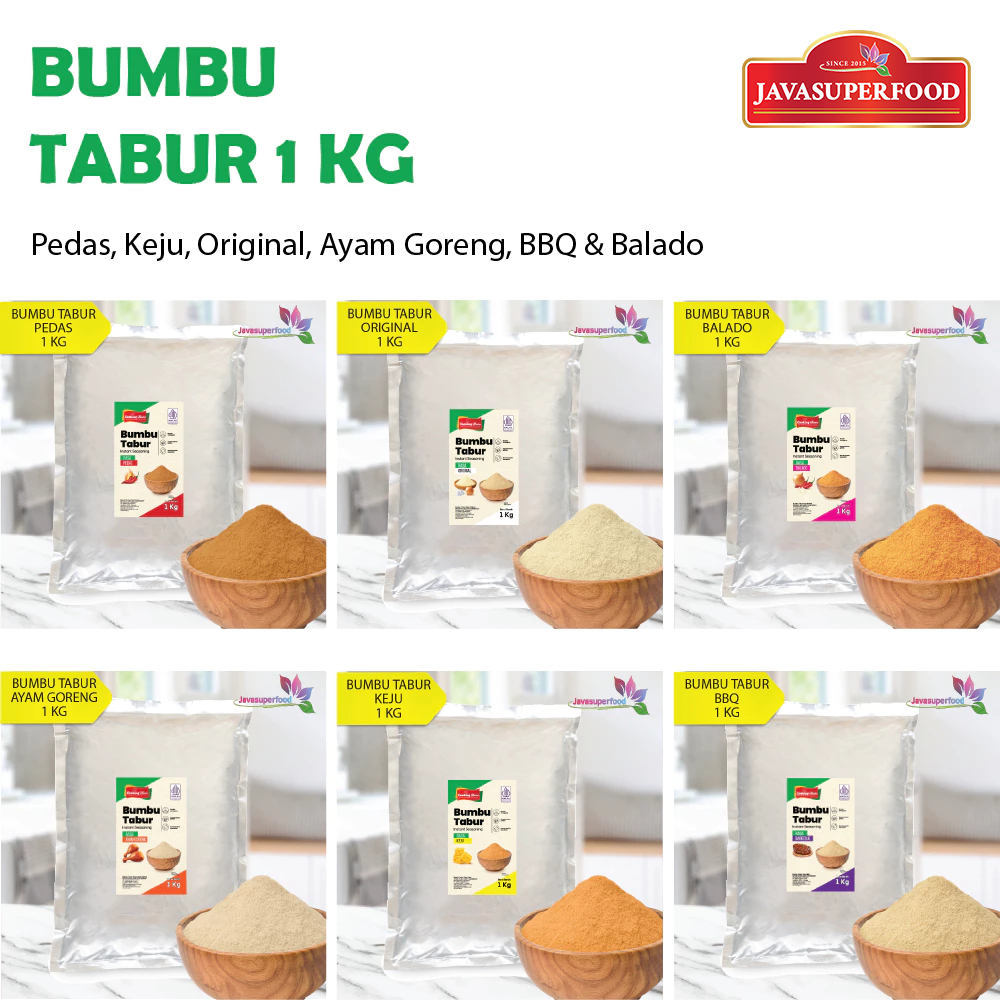 

BUMBU TABUR / SEASONING / ORIGINAL / BBQ / KEJU / BUMBU TABUR SNACK 1KG / HALAL