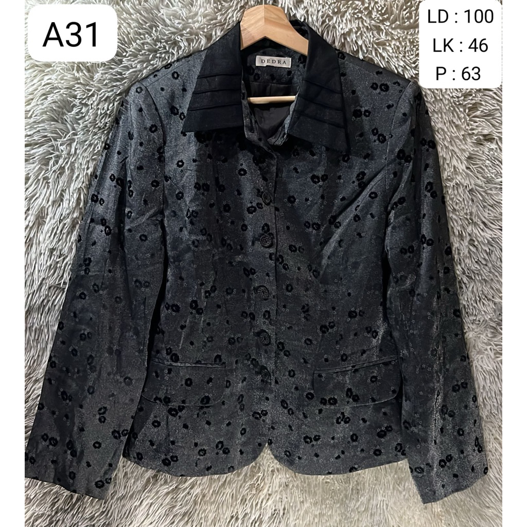 A31 Blazer wanita lengan panjang motif bunga-bunga