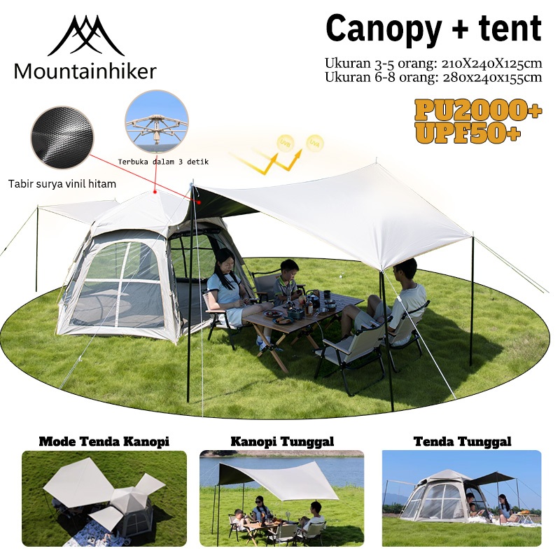 Mountainhiker Tenda Camping Tenda Otomatis Tenda Family Tenda Waterproof Kapasitas 4-5 Orang Otomati