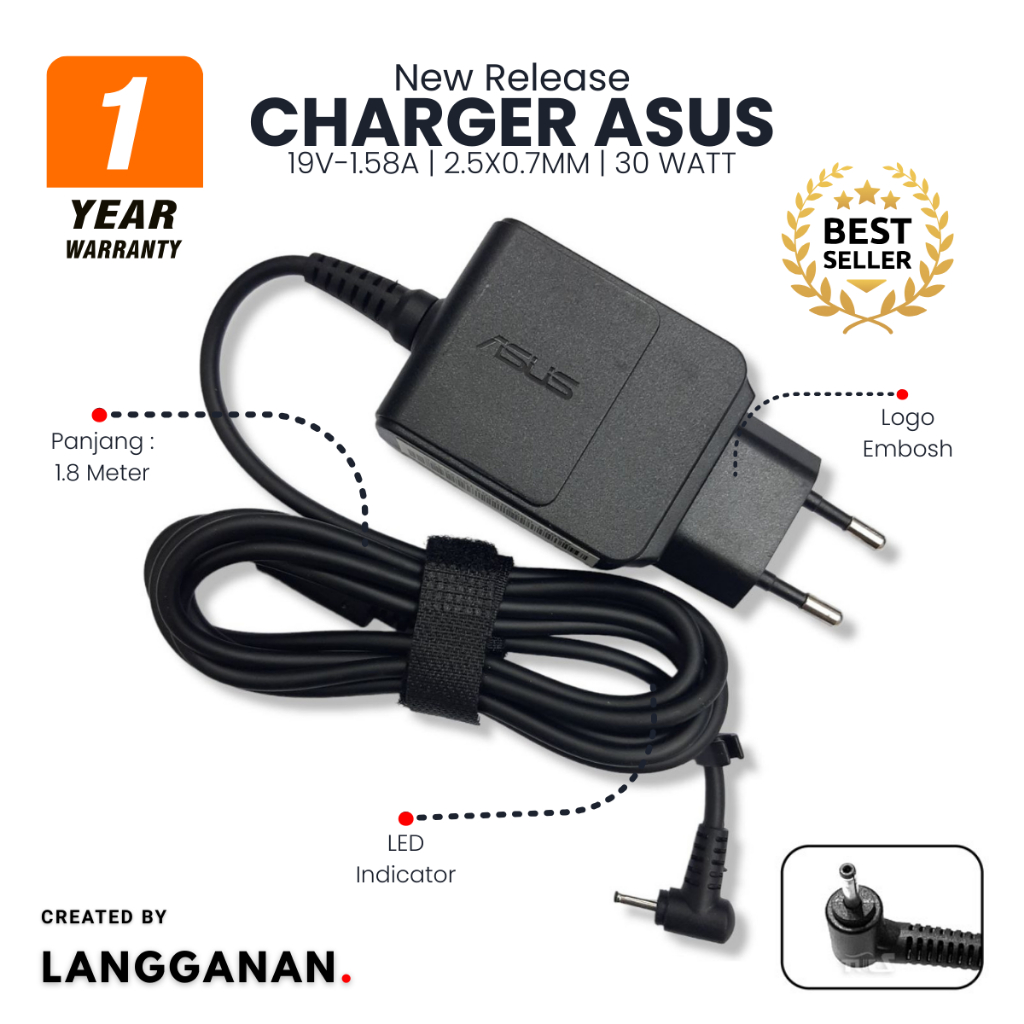 Charger Laptop Notebook Asus Eee PC Seashell series Original 19V 1.58A ORIGINAL