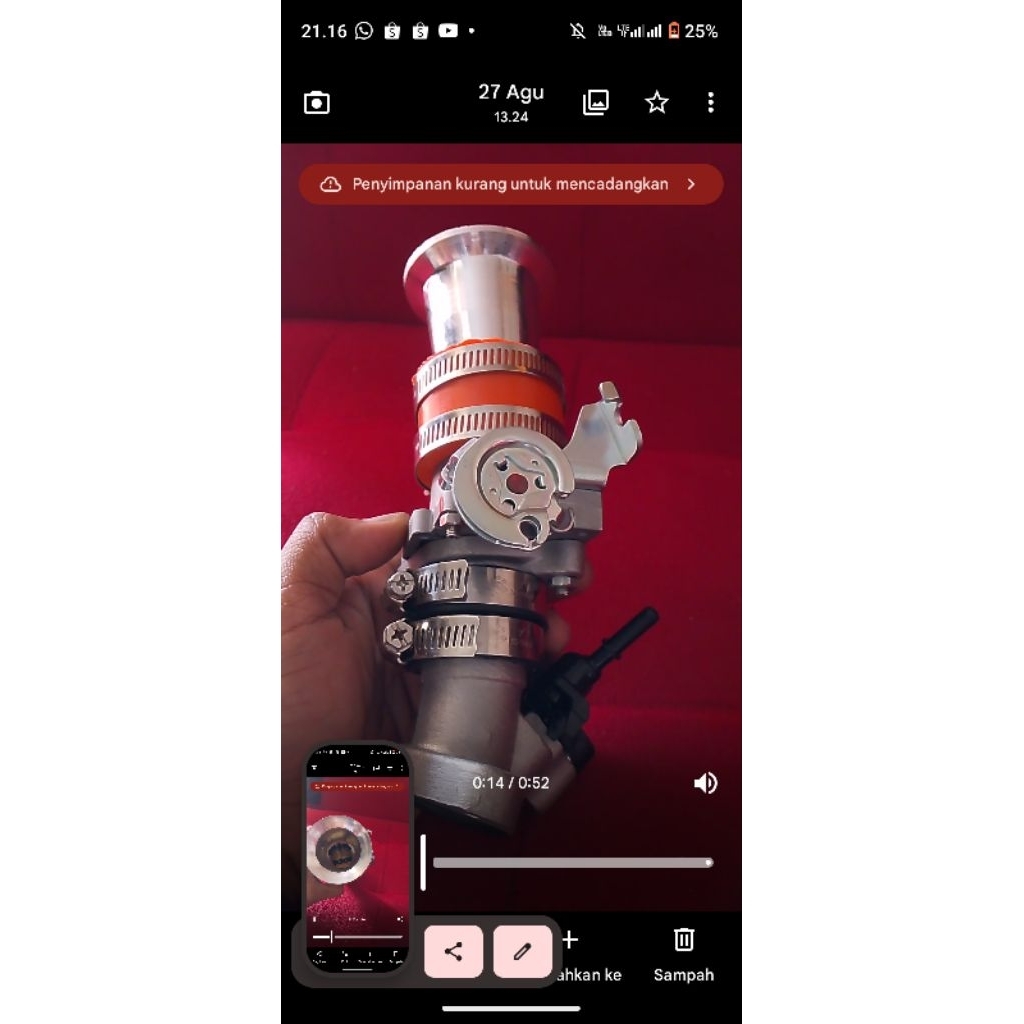 throtel body TB downdraft TB down draft ukuran 28mm & 30mm + velocity