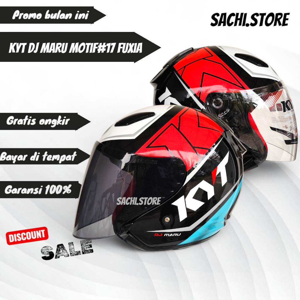 HELM KYT DJ MARU MOTIF#17 FUXIA | HALF FACE ORIGINAL