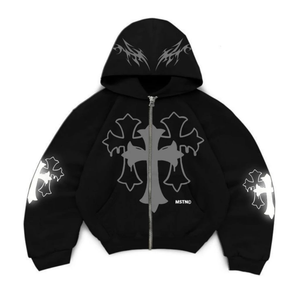 MoshingTown - Hoodie Zipper Boxy Oversized NOT BAD Sablon Menyala Flashlight High Quality Best Selle