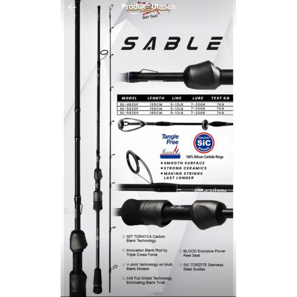 Joran Blood Sable 135 150 165 Carbon Torray 30T Joran Kolam Sungai