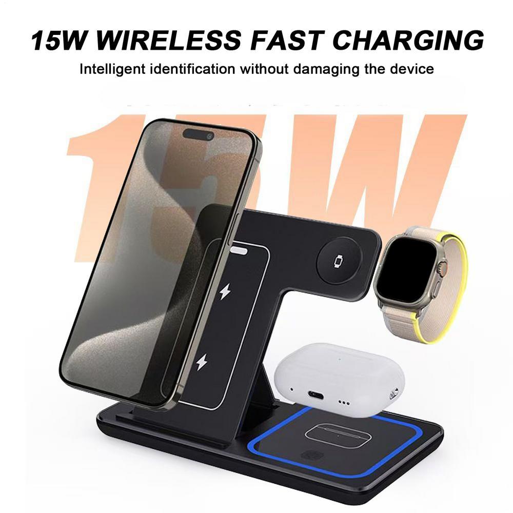 Colmer Wireless Charger 3 in 1 Fast Charging Lipat IPhone Apple Watch 1 2 3 4 5 6 7 8 9 10 Se Ultra 