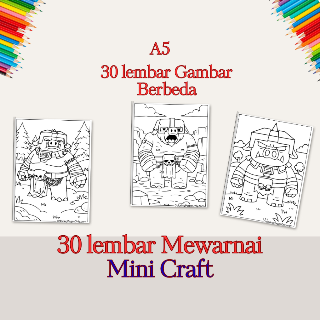 

Kertas Mewarnai Anak 30 Lembar Mini Craf A5 Edukasi Mewarnai Anak