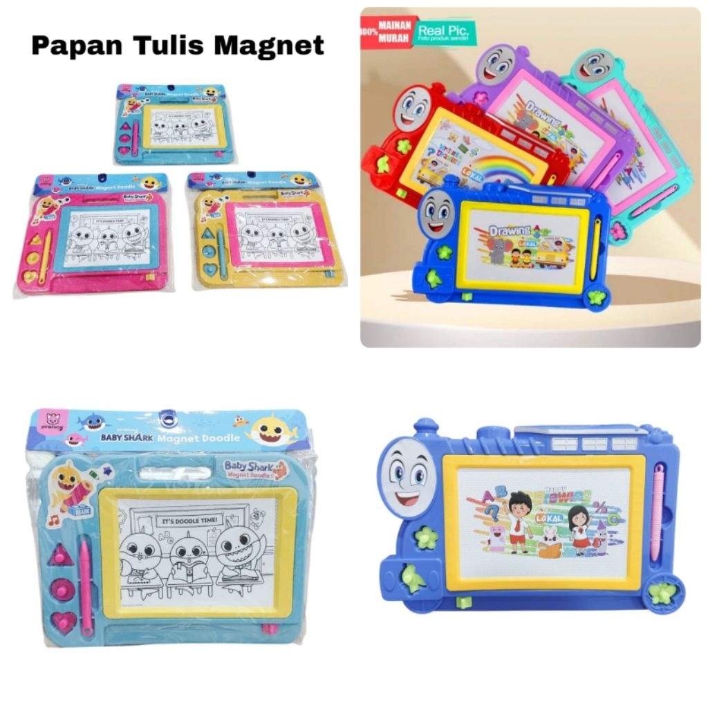 1163 mainan anak papan tulis magnet kereta magic drawing board /mainan papan tulis anak anak belajar