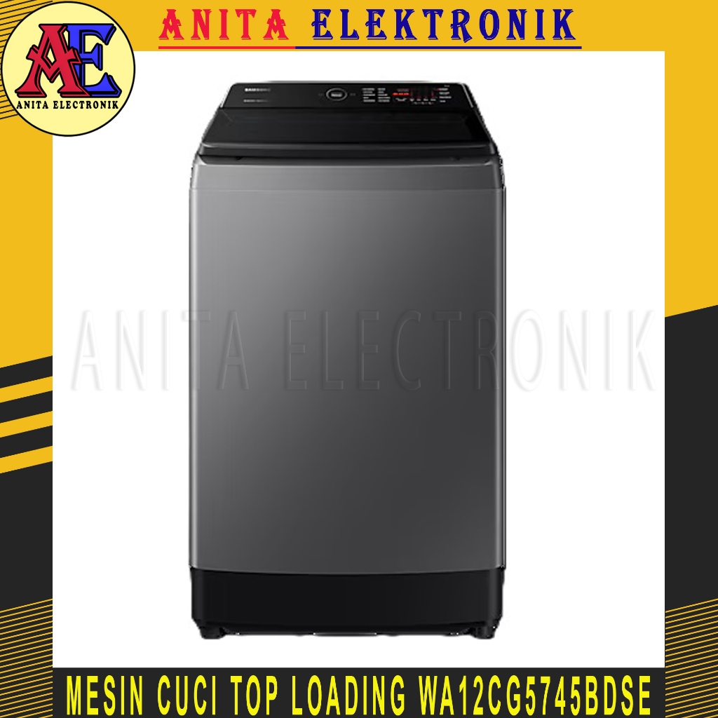 Samsung Mesin Cuci 12 kg Top Load Inverter Washer Ecobubble 1 tabung WA12CG5745BDSE