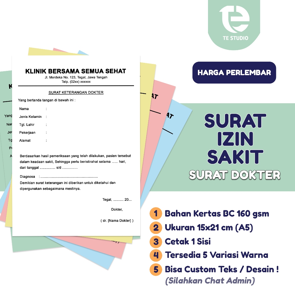 

CETAK Kartu Dokter Kartu Pasien Kartu Periksa Surat Izin Dokter Surat Sakit Surat Sehat dan Kartu Berobat cetak cepat hasil tajam berkualitas cocok untuk klinik dan praktek