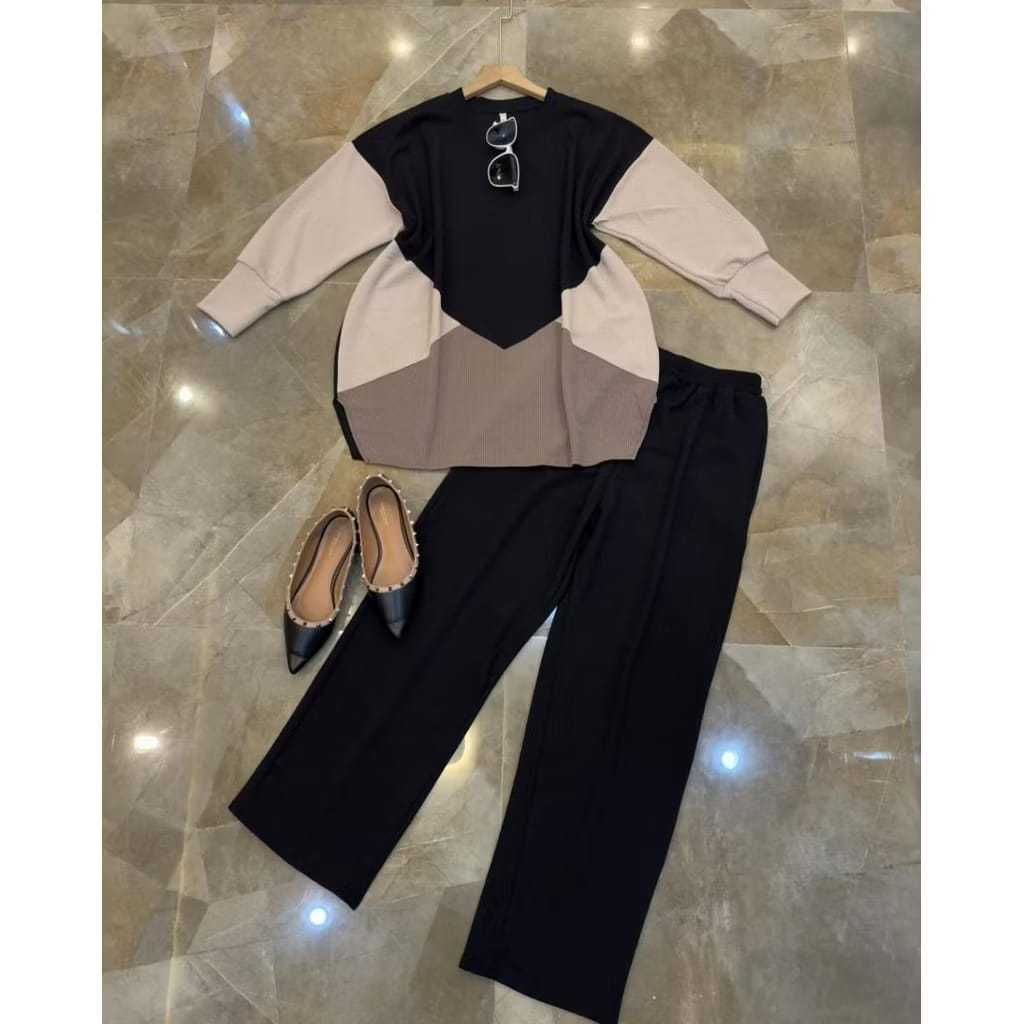 UMY Venilla One Set Setelan Celana Wanita Knit Setelan Rajut Premium / Setelan One Set Bahan Rajut