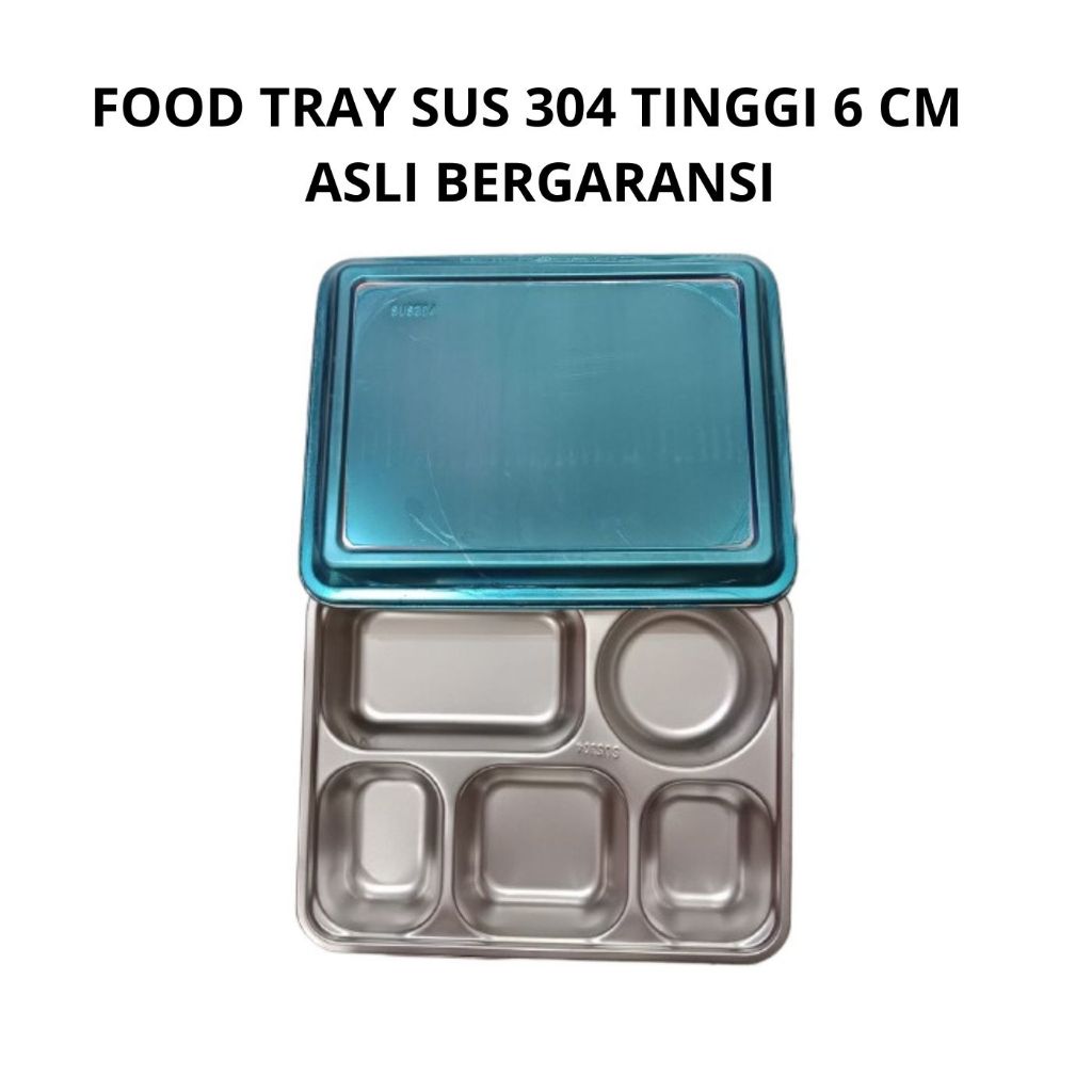 Food tray stainless Tinggi 6 cm / piring mbg / ompreng / food tray