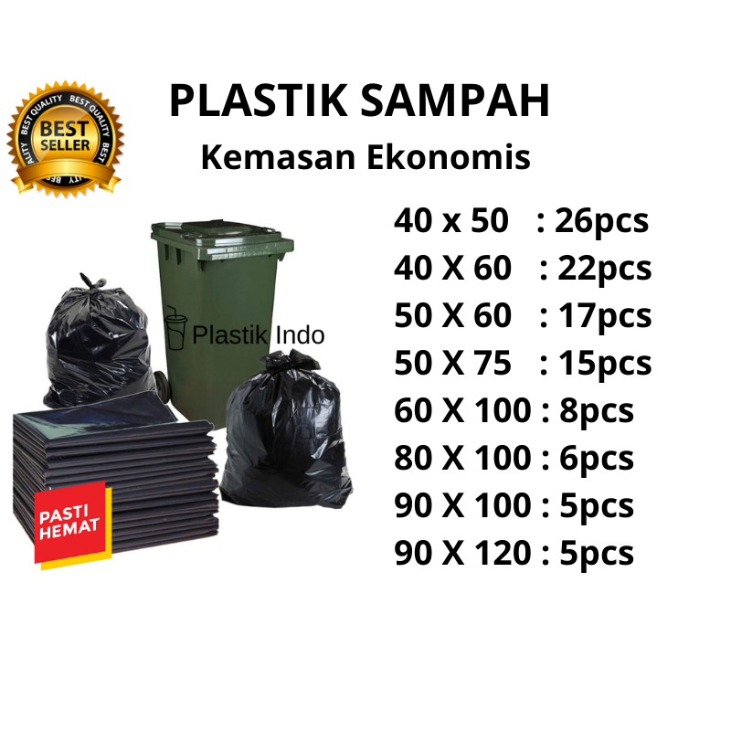 Plastik Sampah Ekonomis 1 Pack | Kantong Plastik Sampah Hitam Kemasan Ekonomis | Plastik Packing Hit