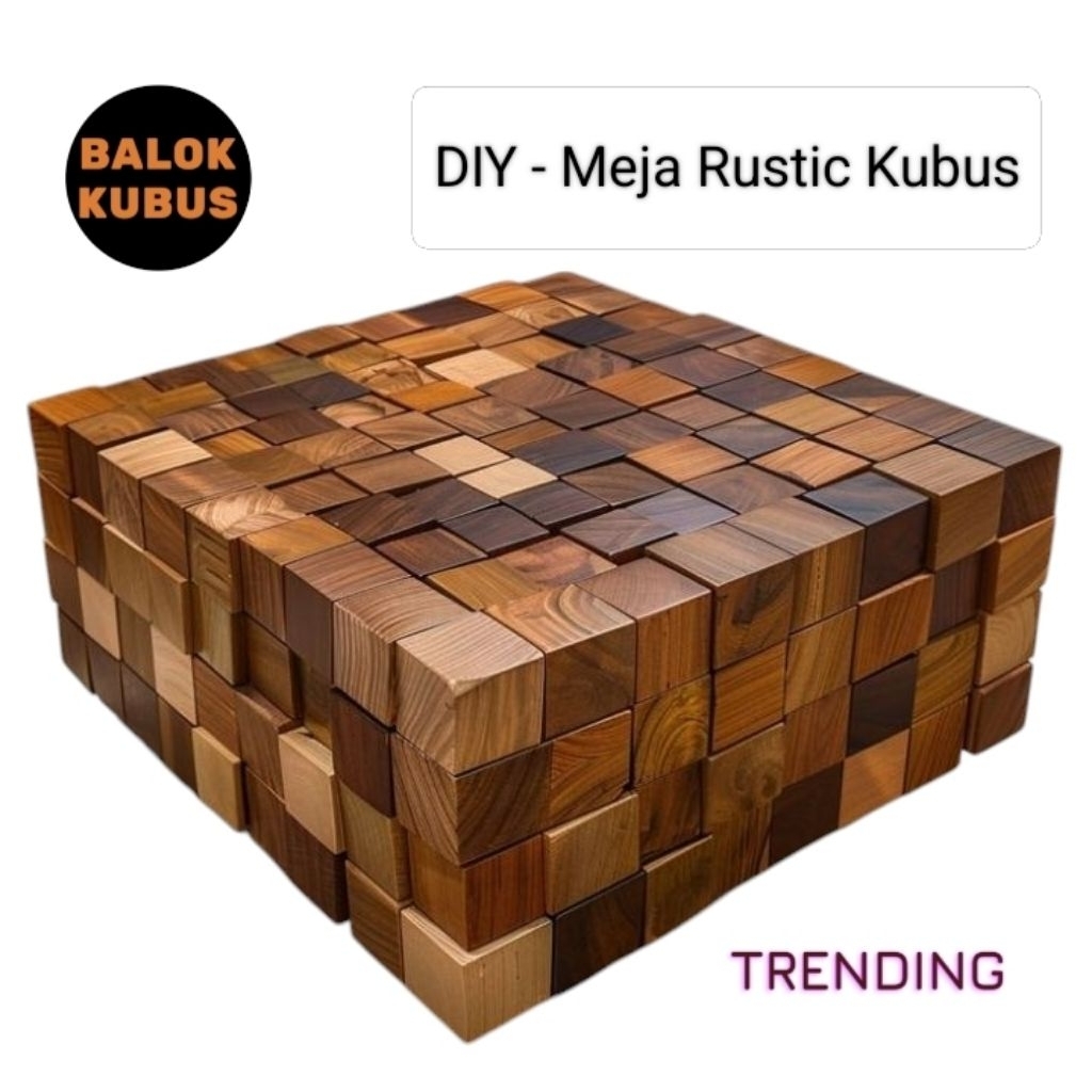 Kubus Kayu Bahan Table Rustic Meja Kayu Jati Belanda DIY Vintage | Dekorasi Interior