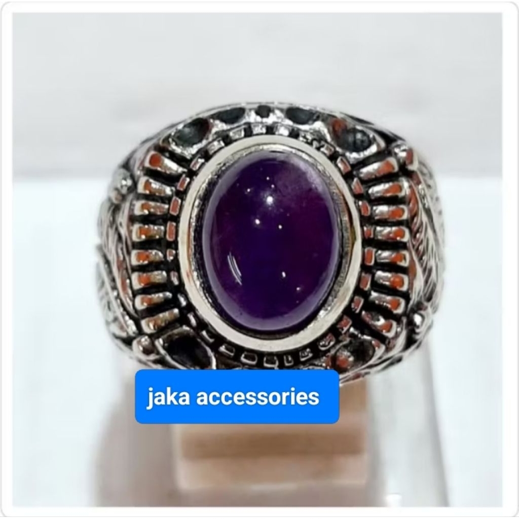 Batu kecubung Wulung Cristal ring alpaka super