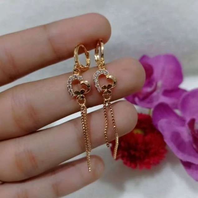 Anting Wanita Remaja Yaxiya Xuping jurai Panjang Perhiasan imitasi lapis emas Murah titanium