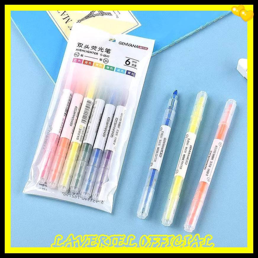 

Stabilo Panjang 2 Sisi Warna Warni Isi 6 Pcs Highlighter 2 Side / Stabilo 2 Arah