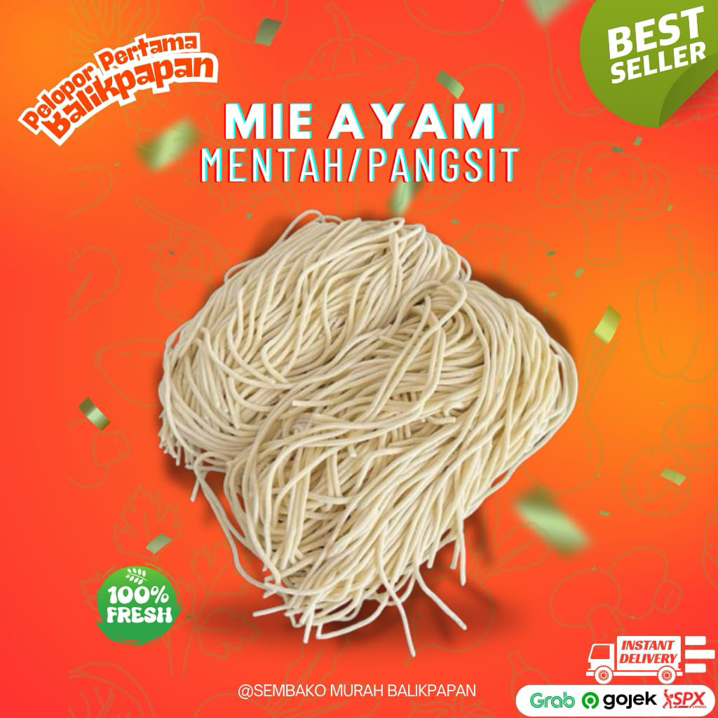 mie ayam mentah/ mie pangsit 500 gram (MIE FRESH BUKAN MIE FROZEN)