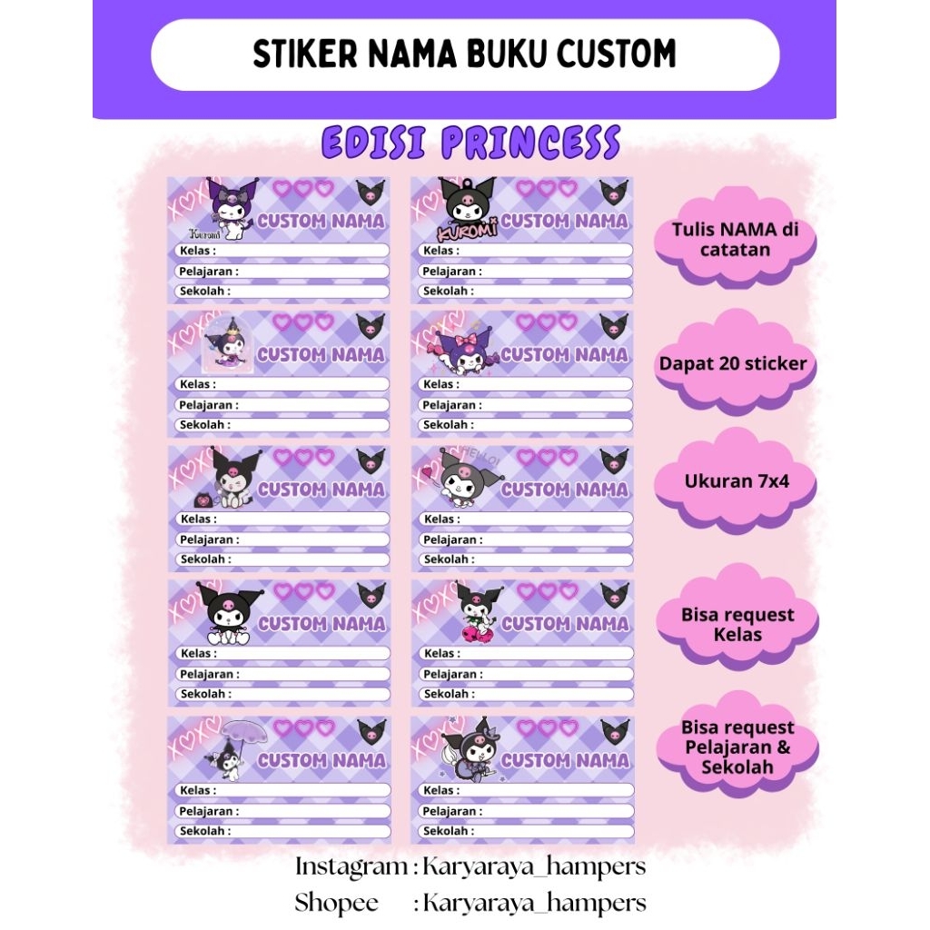 

Sticker buku label nama custom