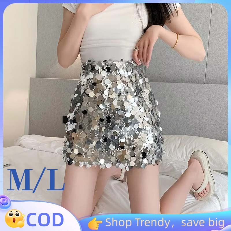 Rok Span Blink Beludru Velvet Rok Dance Pendek Kilat Mini Skirt  Party Pesta Marigold Sequin Party A