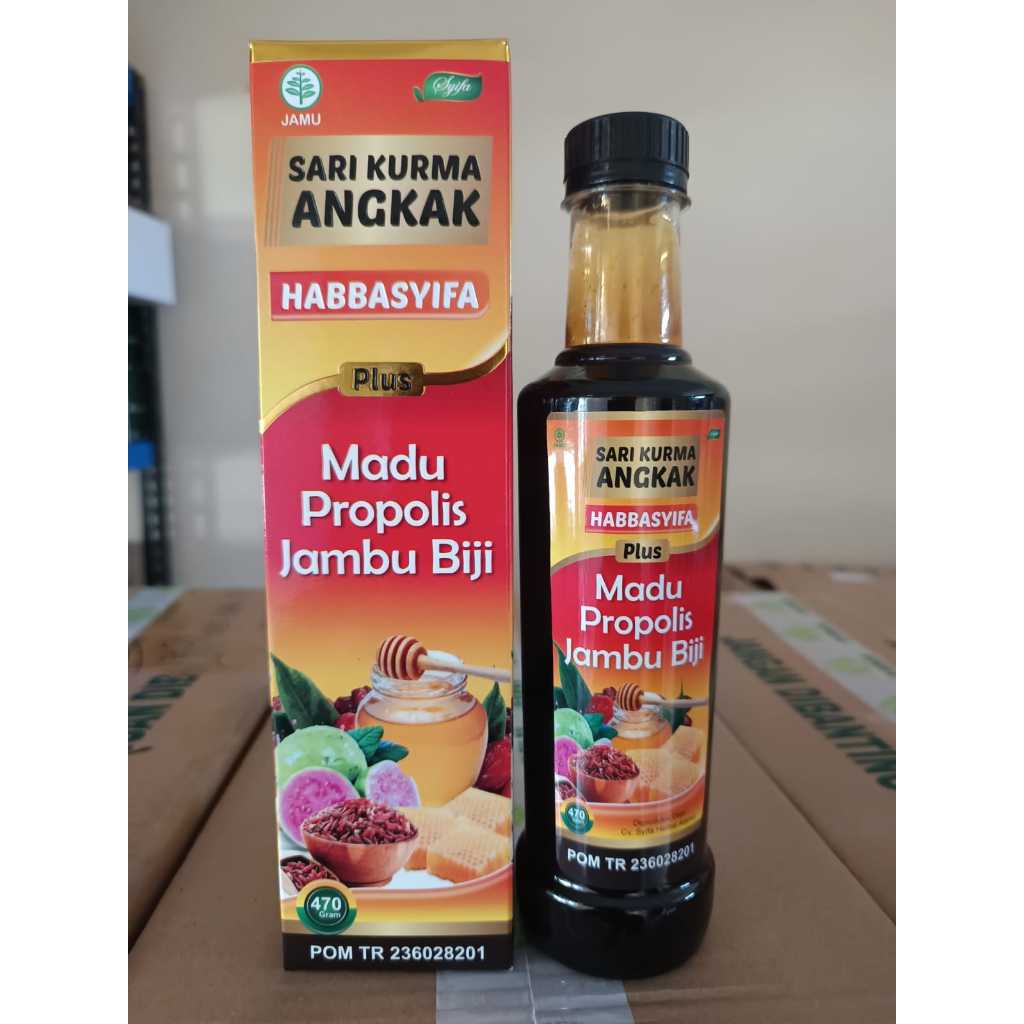 

SARI KURMA ANGKAK HABBASYIFA PLUS MADU PROPOLIS JAMBU BIJI 470GR