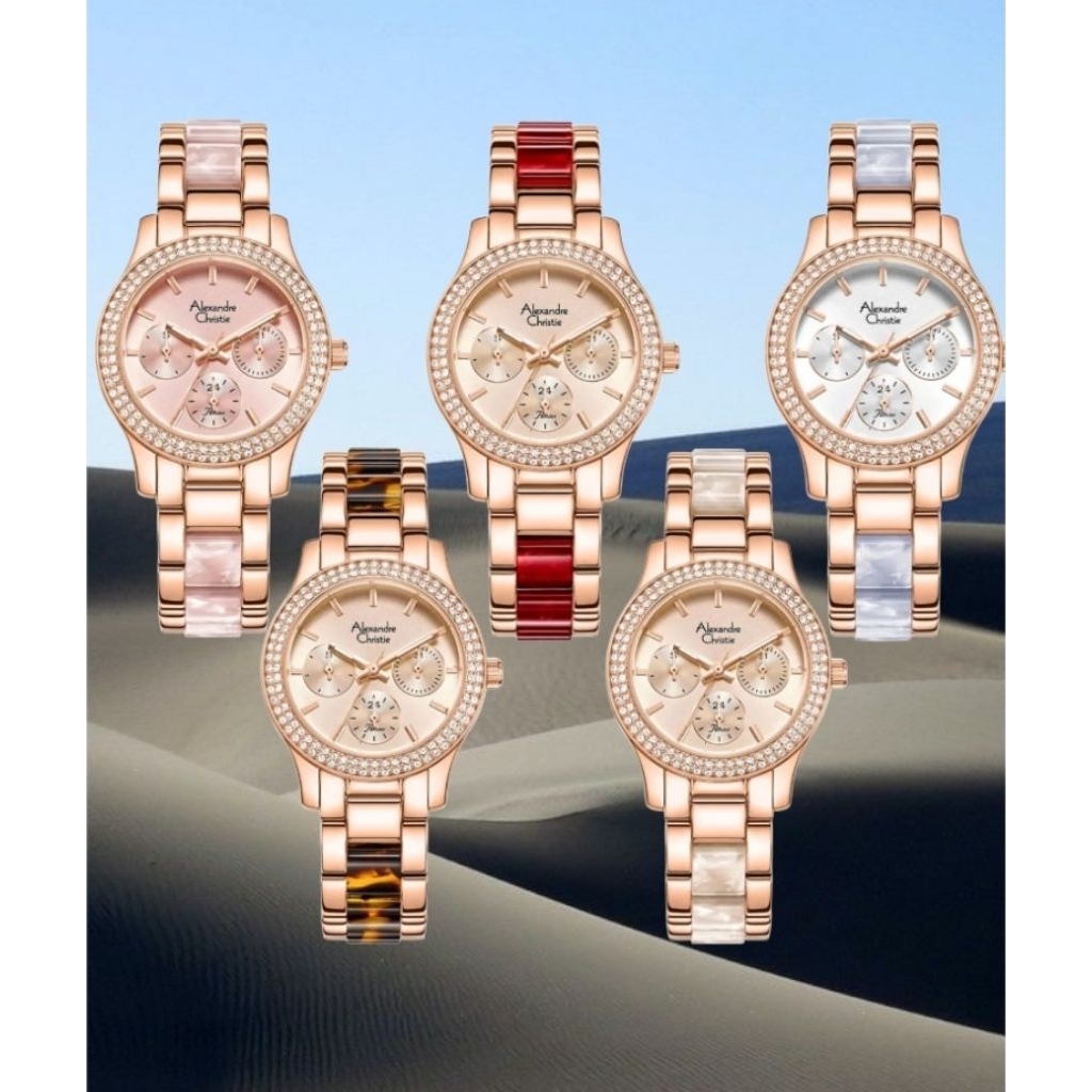 Jam Tangan Wanita Tali Besi Kombinasi Fiber Alexandre Christie 2932 AC2932 AC 2932
