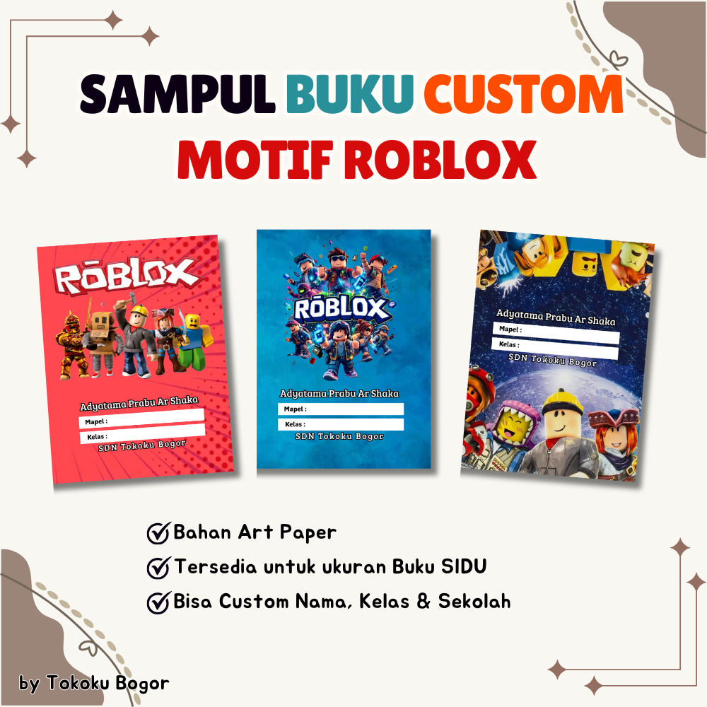 

Sampul Buku Motif Roblox Custom Nama dan Sekolah Anak Murah / Sampul Buku Tulis Motif / Sampul Buku Roblox