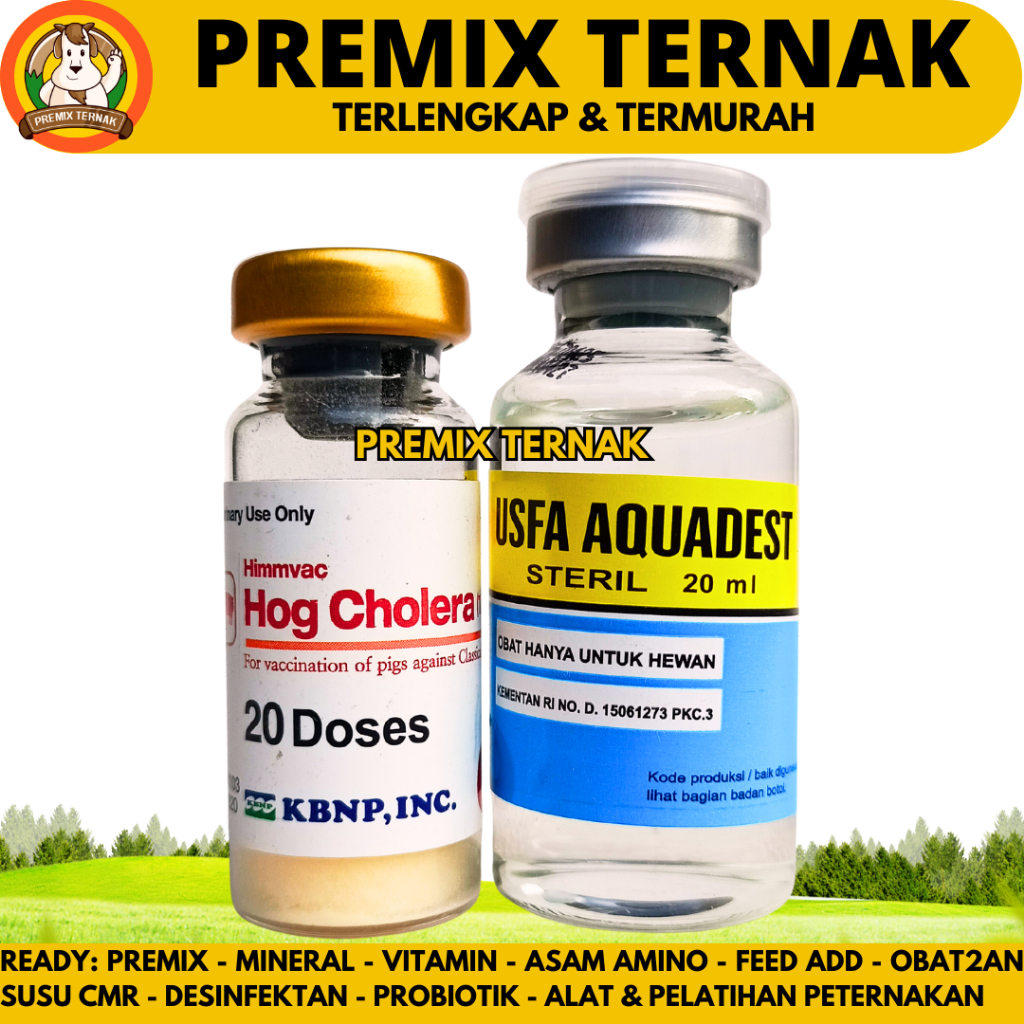 VAKSIN BABI HOG CHOLERA 20 DOSIS (1 BOTOL VAKSIN + 1 PELARUT) - Vaksin Kolera Babi untuk Pencegahan