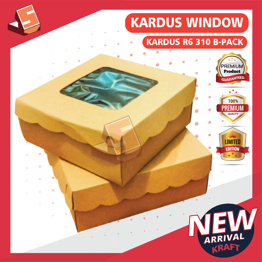 

Kardus R6 WINDOW 310 GSM / Kardus Kue / Kardus jajan isi 6 / Kardus Bolu / Kardus Kraf / Box hampers