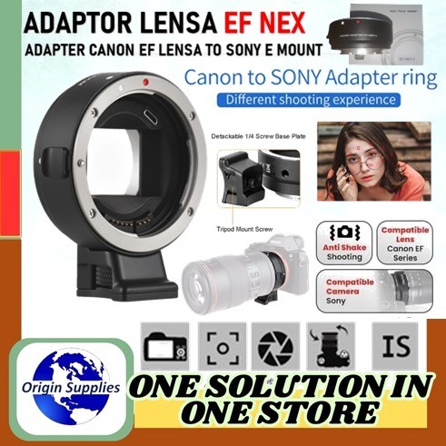 Adapter Lensa Auto Fokus Canon Eos EF to Nex Sony E mount AF