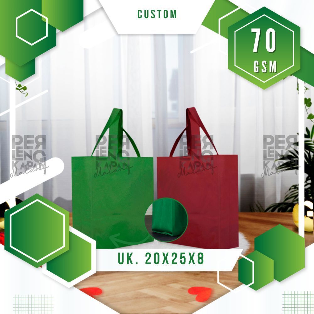 

HLS CUSTOM 65GSM Tas Spunbond Goodie Bag Laken Model Tali Ukuran 20x25x8 Tebal