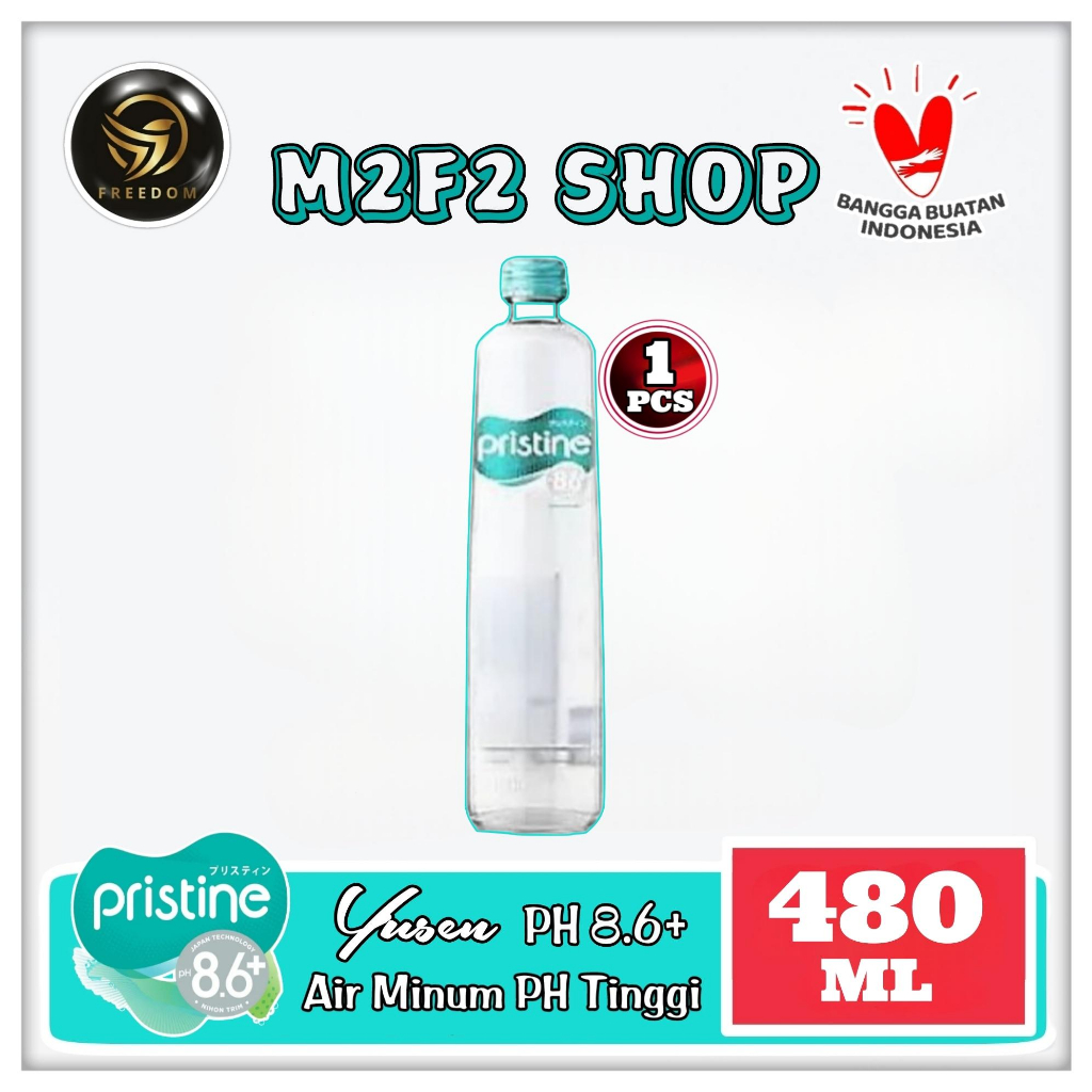 Air Mineral Pristine Yusen pH8.6+ Botol Beling | Kaca - 480 ml (Kemasan Satuan)